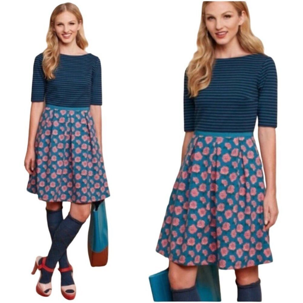 Matilda Jane Peyton Rose Fit and Flare Multicolor Floral/Striped Dress Size XS
